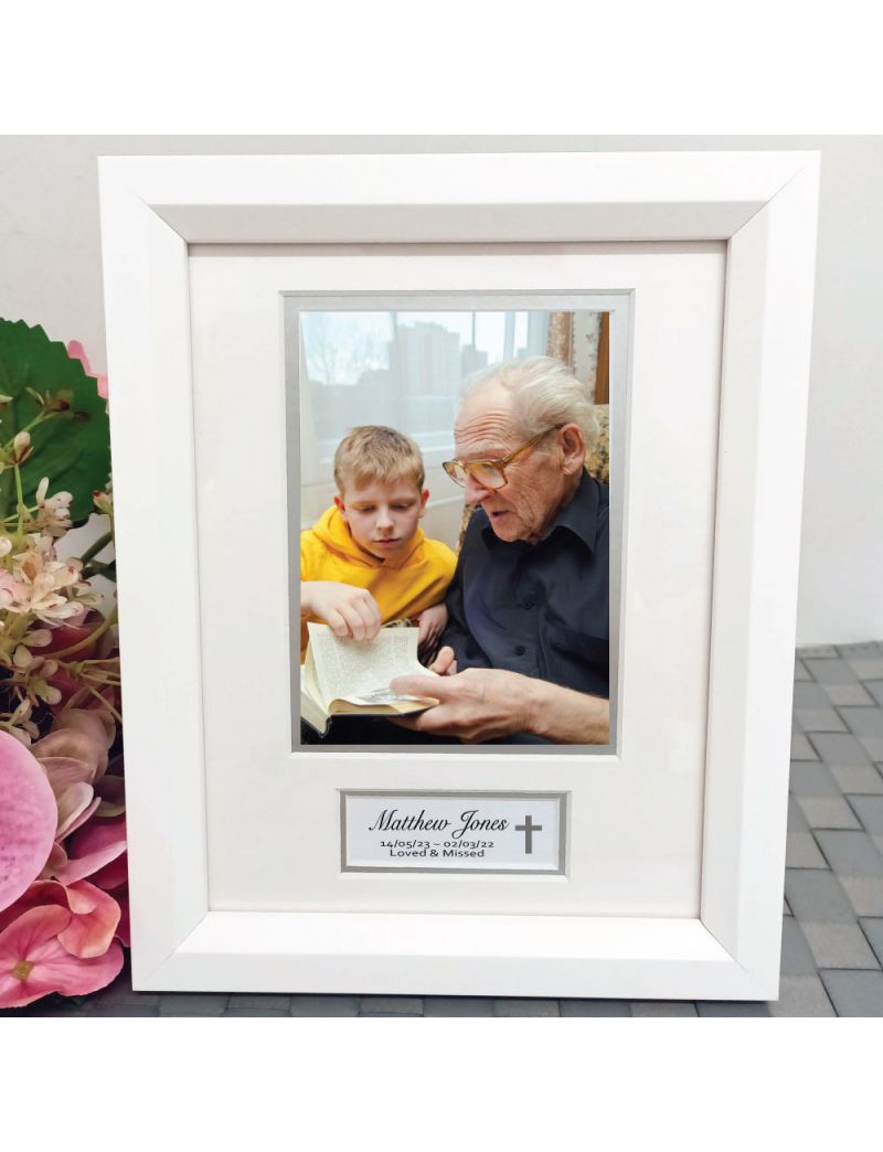 Memorial Photo Frame White Wood 4x6 Photo
