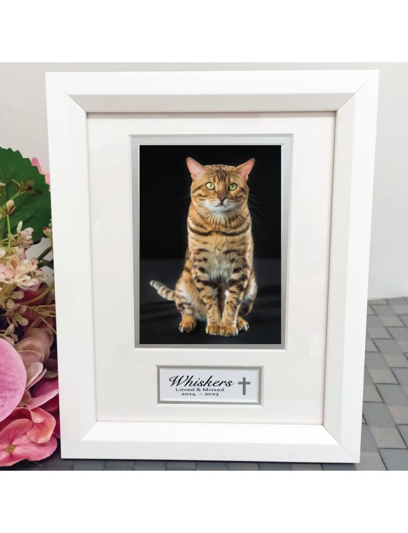 Pet Memorial Photo Frame White Wood 4x6 Photo