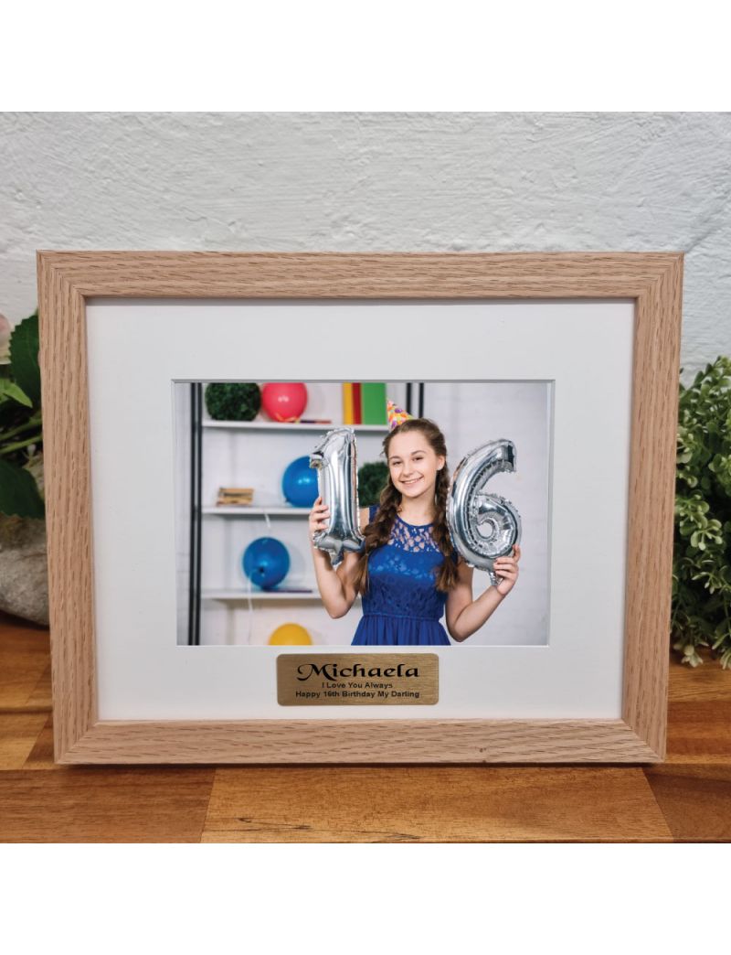 16th Birthday Photo Frame Victorian Natural Wood