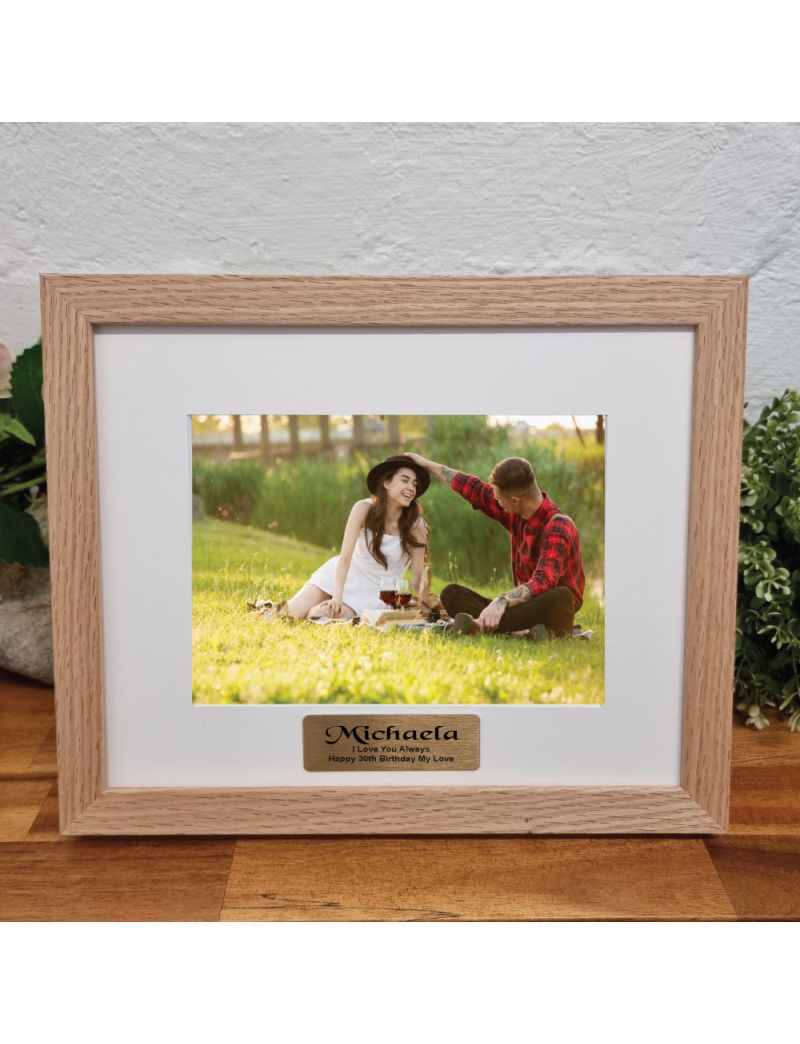 30th Birthday Photo Frame Natural Wood