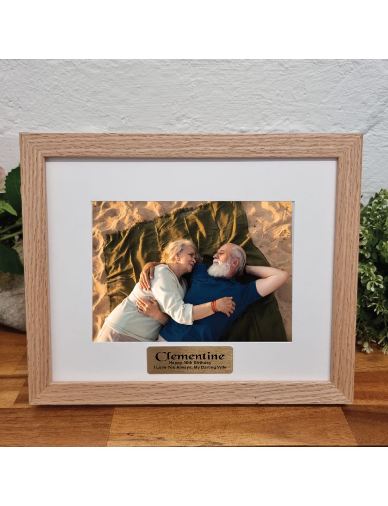 80th Birthday Photo Frame Natural Wood