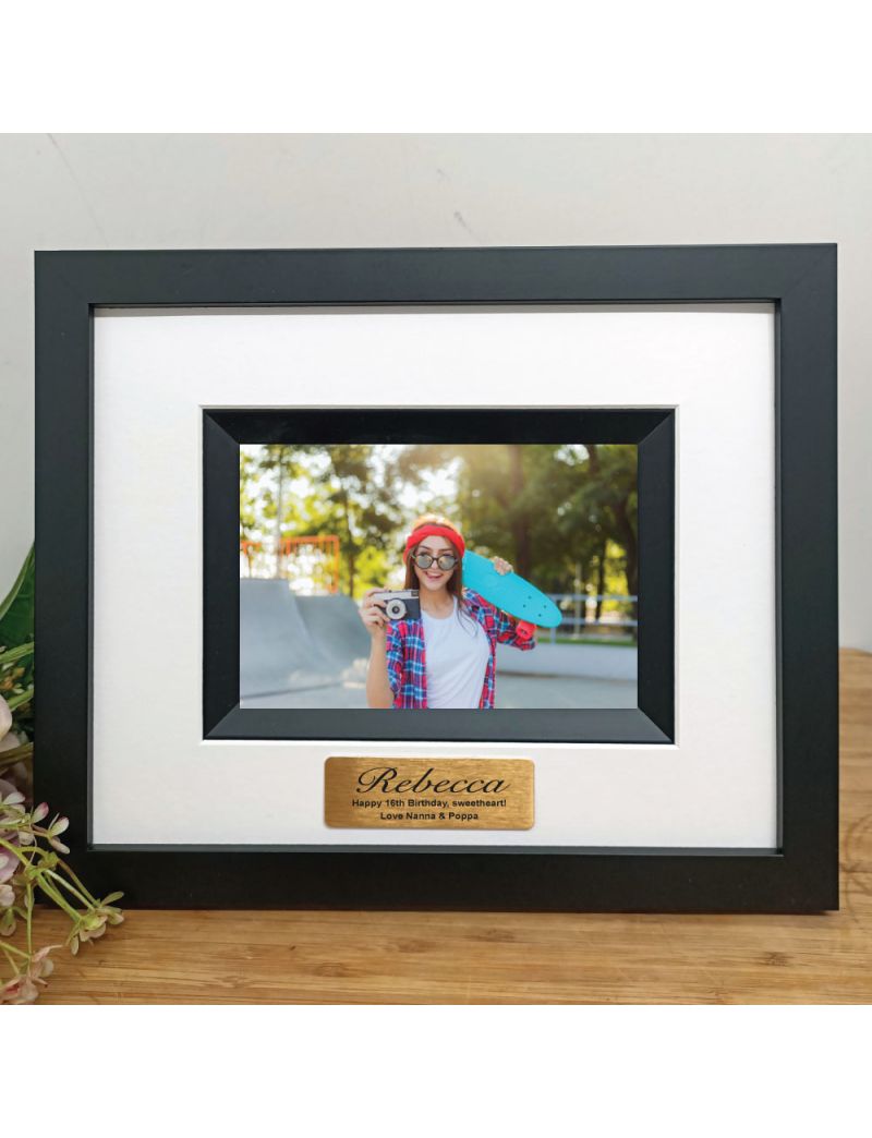 16th Birthday Personalised Photo Frame Silhouette Black 4x6 