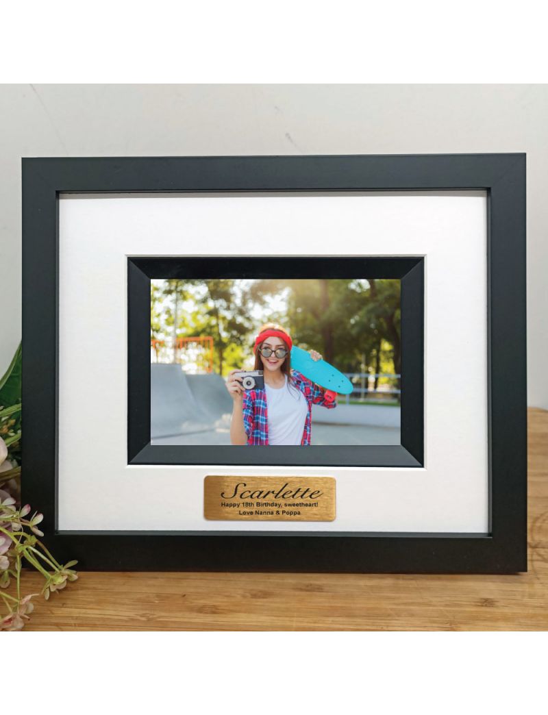 18th Birthday Personalised Photo Frame Silhouette Black 4x6 