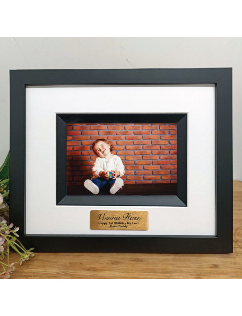 1st Birthday Personalised Photo Frame Silhouette Black 4x6 