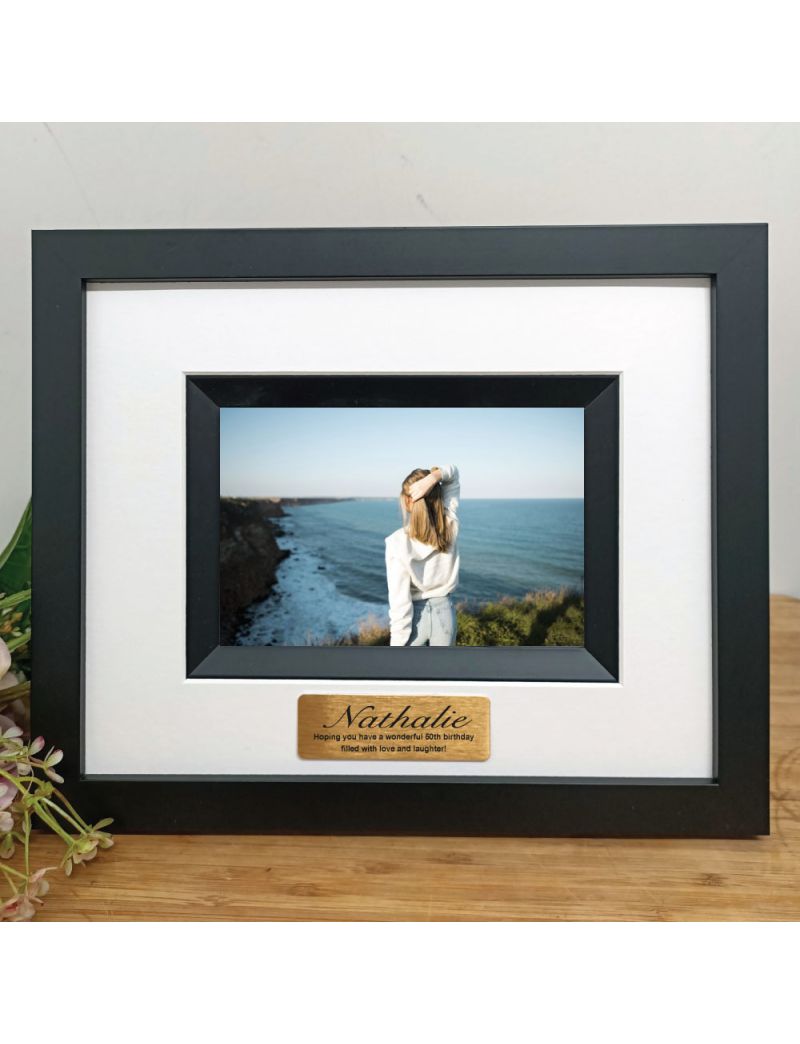 50th Birthday Personalised Photo Frame Silhouette Black 4x6 
