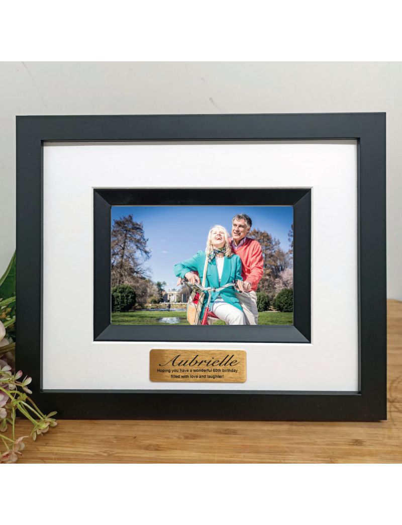60th Birthday Personalised Photo Frame Silhouette Black 4x6 