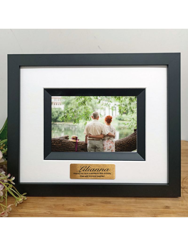 90th Birthday Personalised Photo Frame Silhouette Black 4x6 