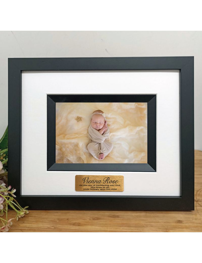Christening Personalised Photo Frame Silhouette Black 4x6 