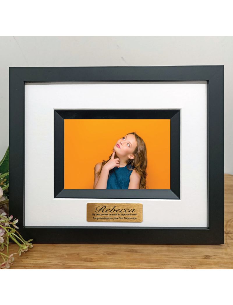 First Communion Personalised Photo Frame Silhouette Black 4x6 