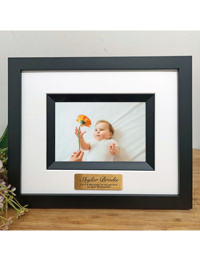 Naming Day Personalised Photo Frame Silhouette Black 4x6 