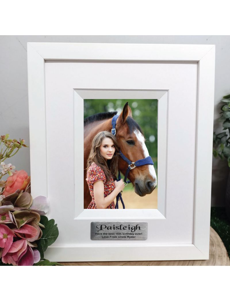 16th  Birthday Personalised Photo Frame Silhouette White 4x6 