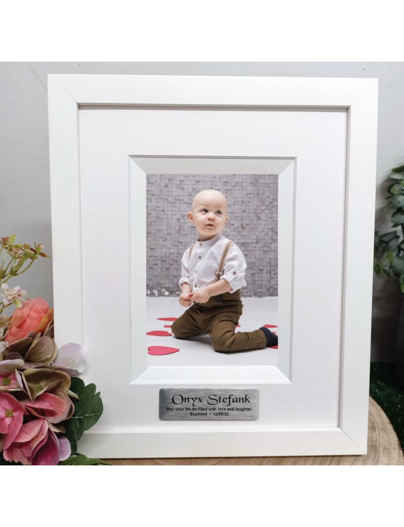  Baptism Personalised Photo Frame Silhouette White 4x6 