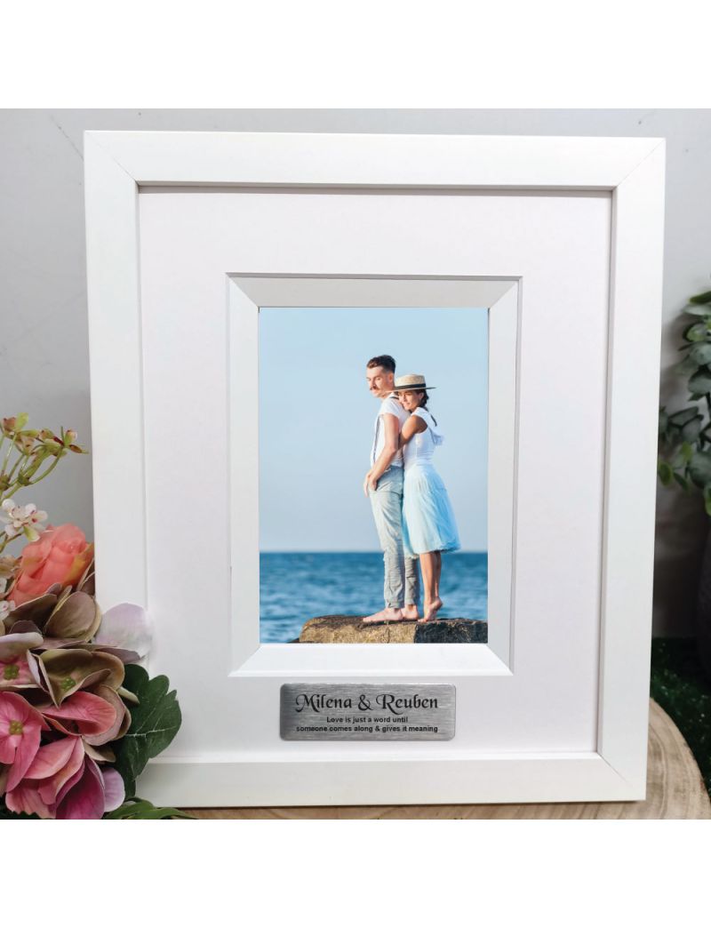 Engagement Photo Frame 4x6 Personalised Silhouette White
