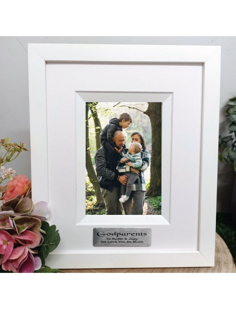 Godparent Personalised Photo Frame Silhouette White 4x6 