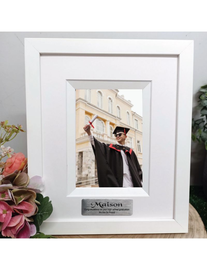 Graduation Personalised Photo Frame Silhouette White 4x6 