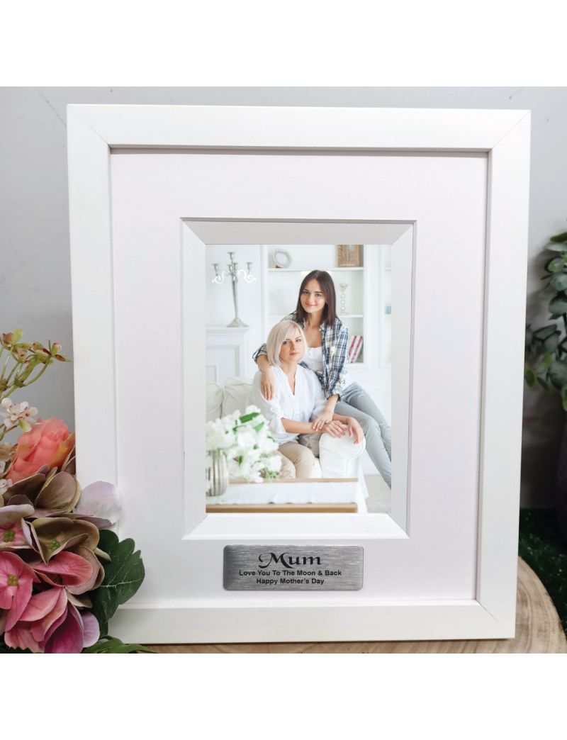 Mum Personalised Photo Frame Silhouette White 4x6 