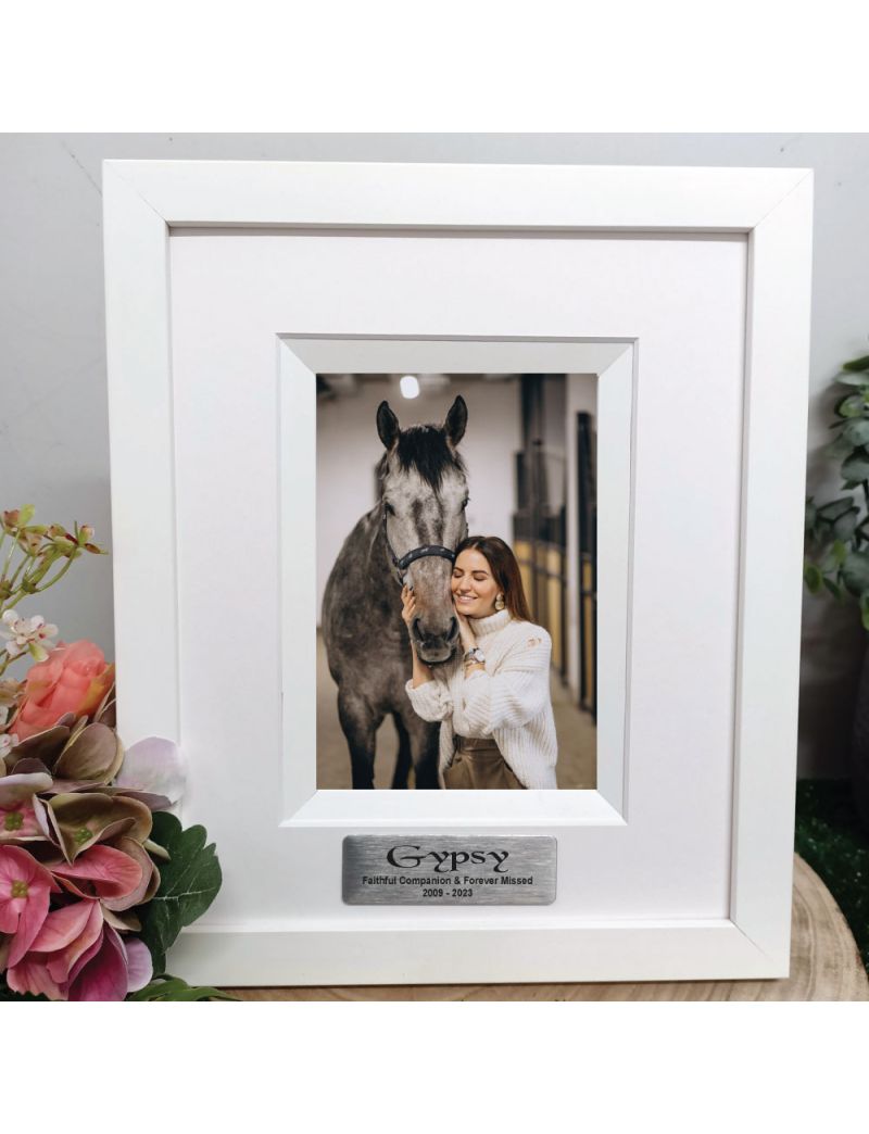 Pet Memorial Personalised Photo Frame Silhouette White 4x6 