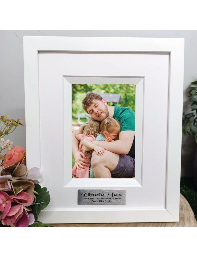 Uncle Personalised Photo Frame Silhouette White 4x6 