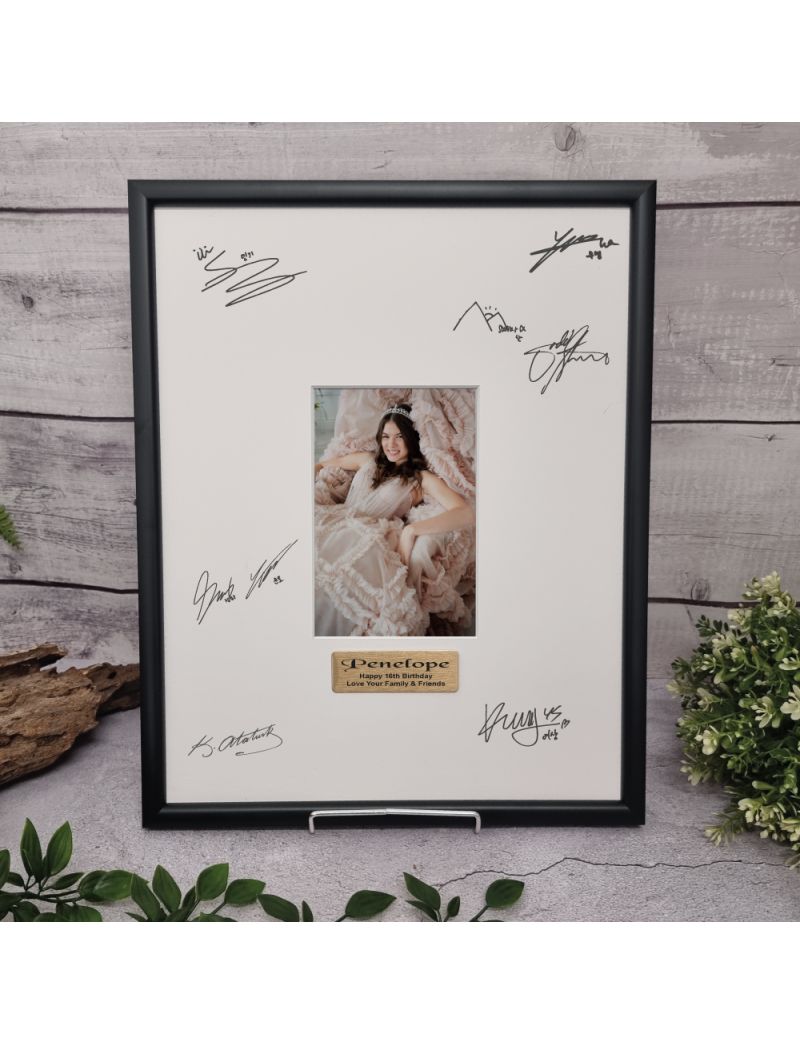 16th Birthday Black Signature Frame 4x6 Photo