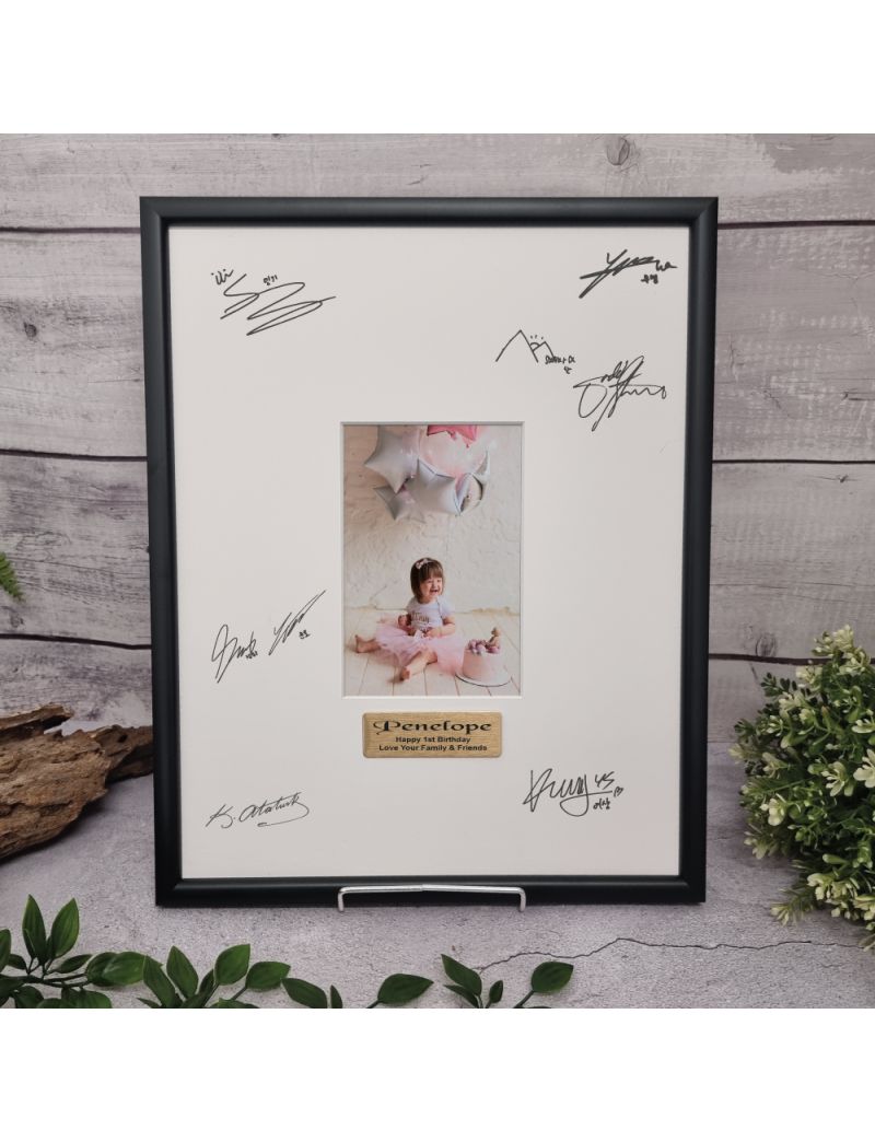 1st Birthday Black Signature Frame 4x6 Photo