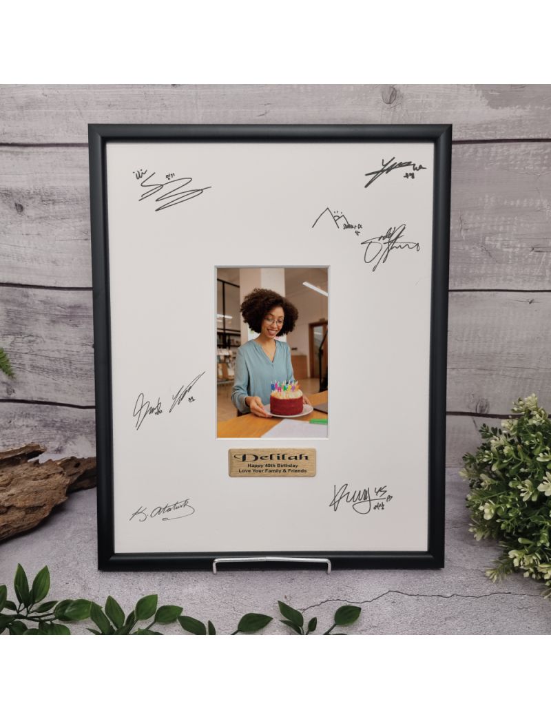 40th Birthday Black Signature Frame 4x6 Photo