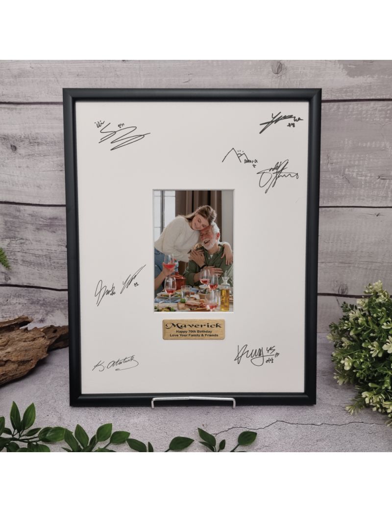 70th Birthday Black Signature Frame 4x6 Photo