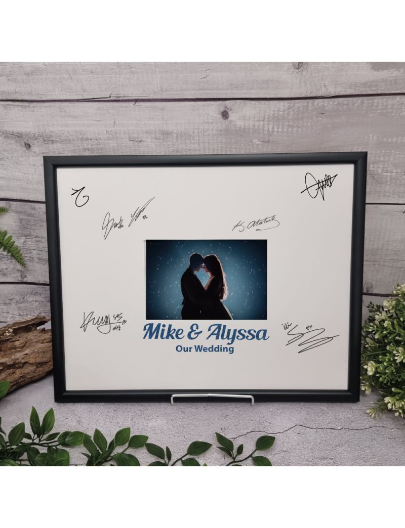 Wedding Signature Frame Black Glitter 4x6 Photo