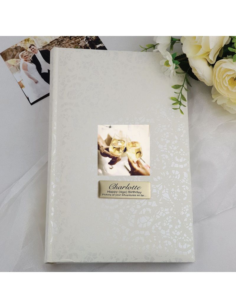 Personalised Birthday Photo Album - 300 Cream Lace