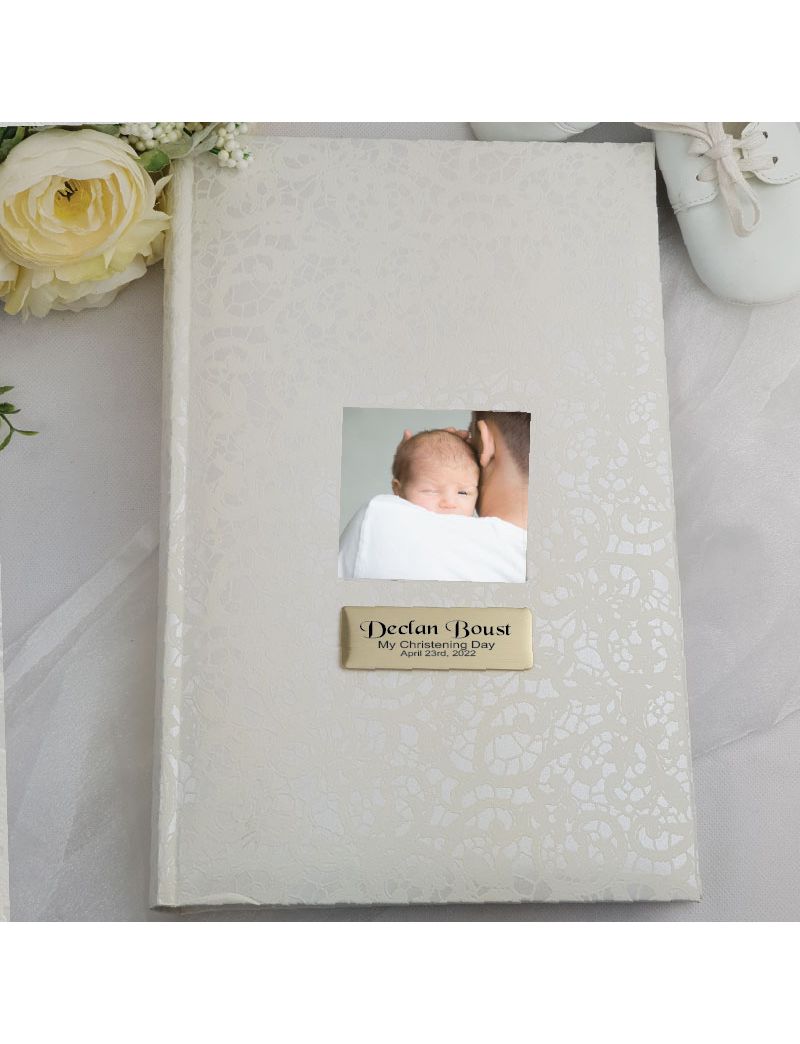 Personalised Cream Lace Christening Photo Album - 300