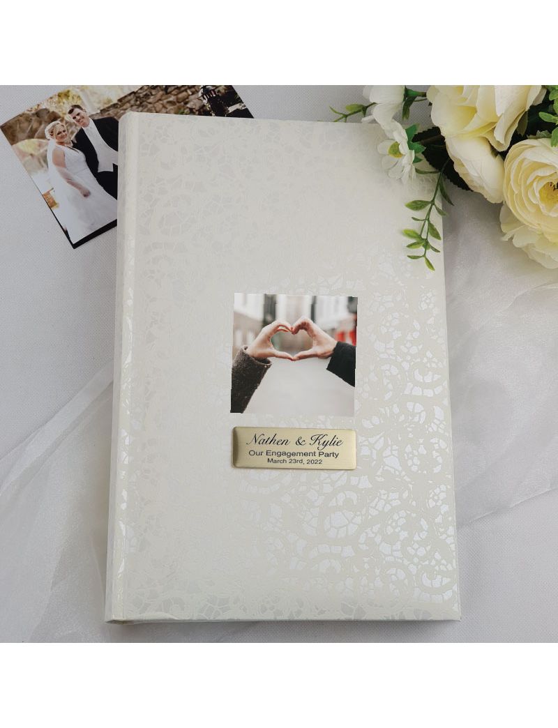 Personalised Cream Lace  Engagement Photo Album - 300