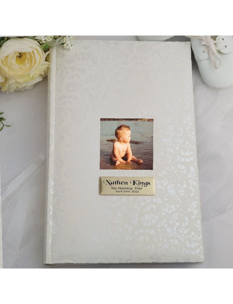Personalised Cream Lace Naming Photo Album - 300