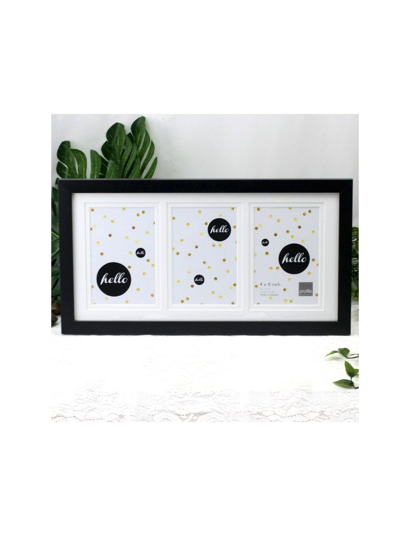 Black Timber Triple 4x6 Photo Frame