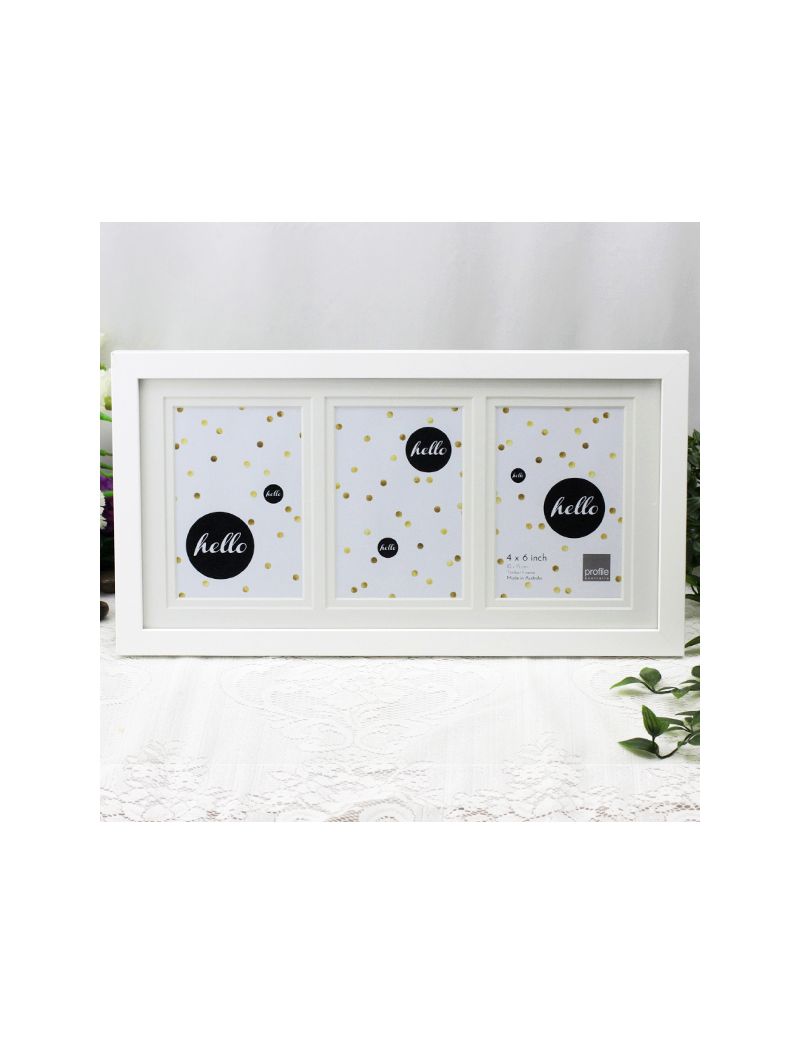 White Timber Triple 4x6 Photo Frame
