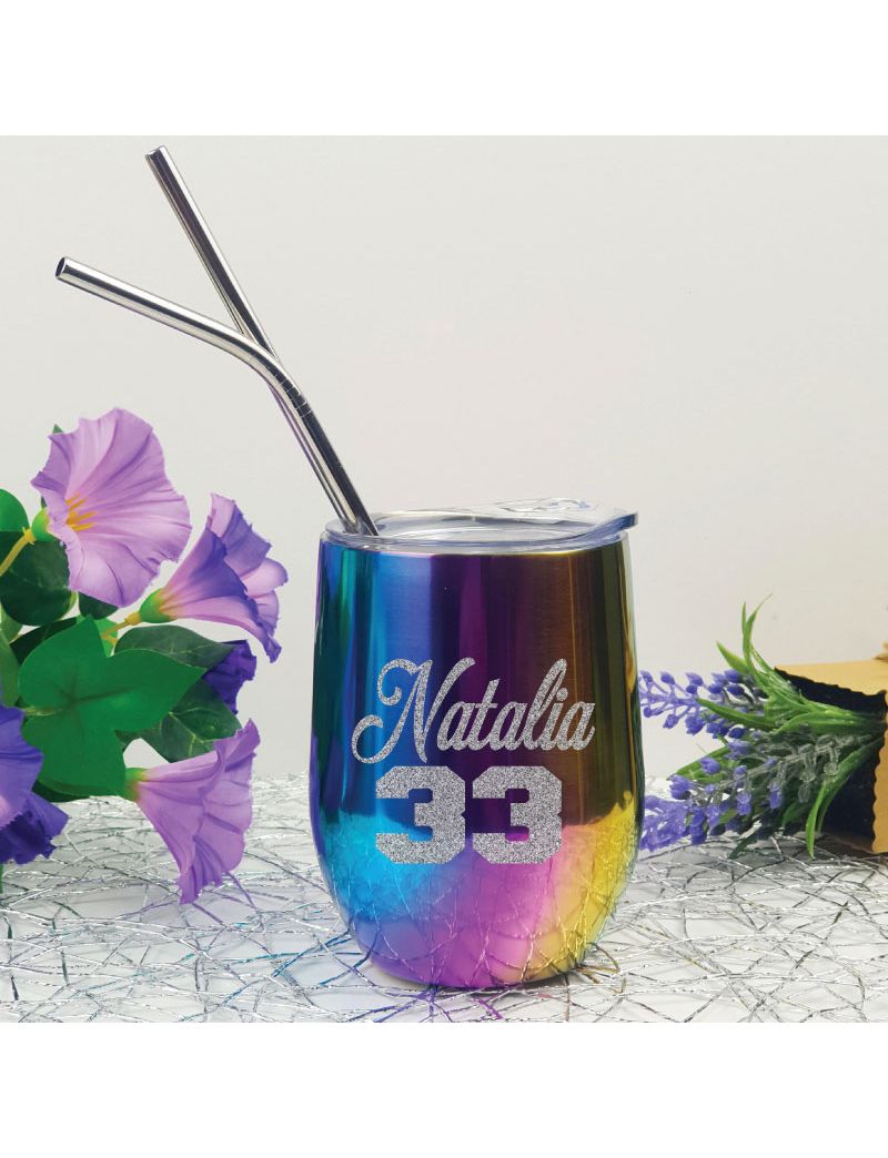 Birthday Rainbow Tumbler Stemless Wine Glass