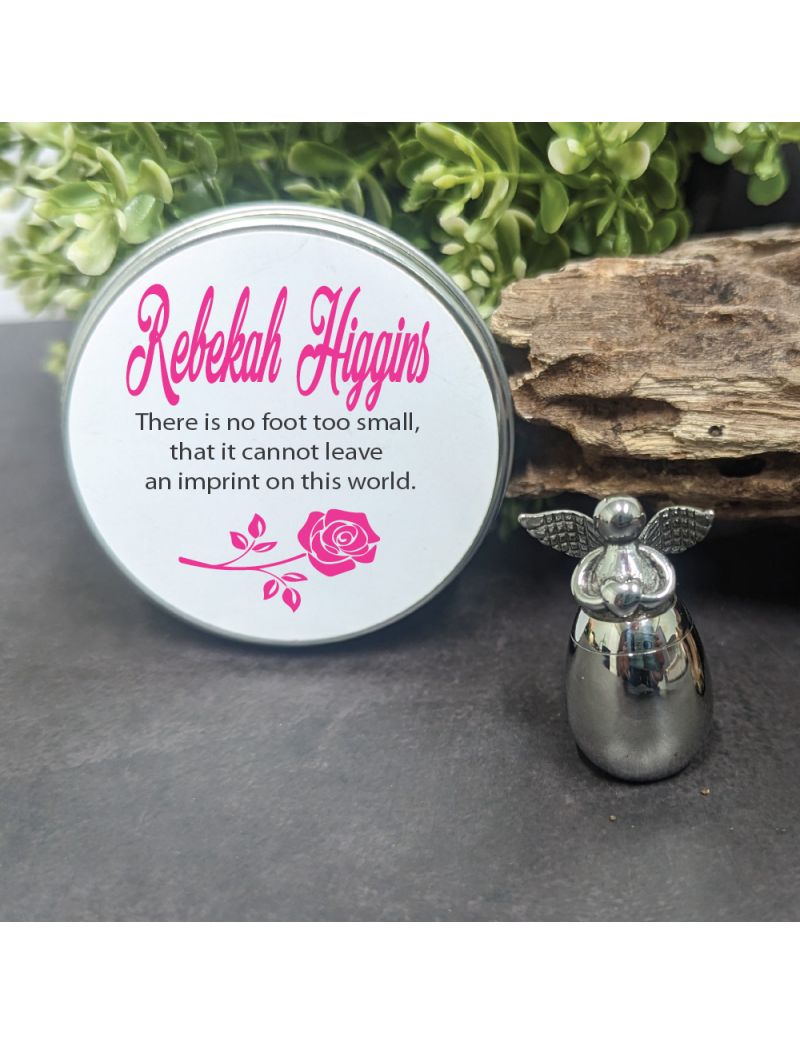 Angel Wings Mini Urn for Ashes in Personalised Tin