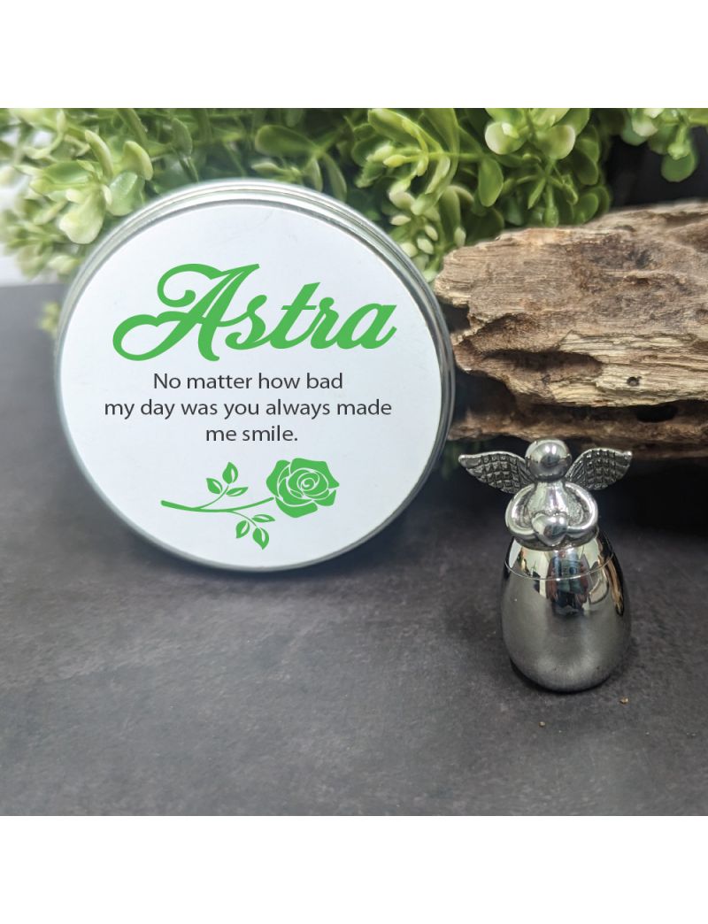 Angel Wings Mini Urn for Pet Ashes in Personalised Tin