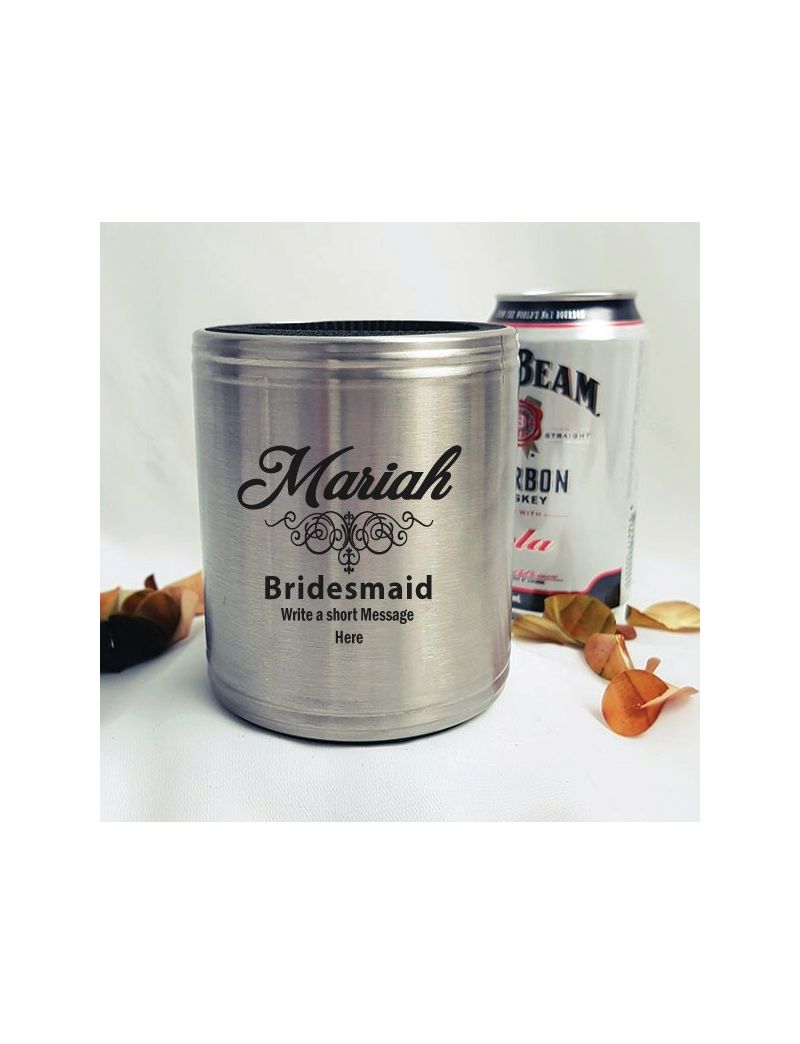 Bridesmaid Engraved Silver Can Cooler Personalised