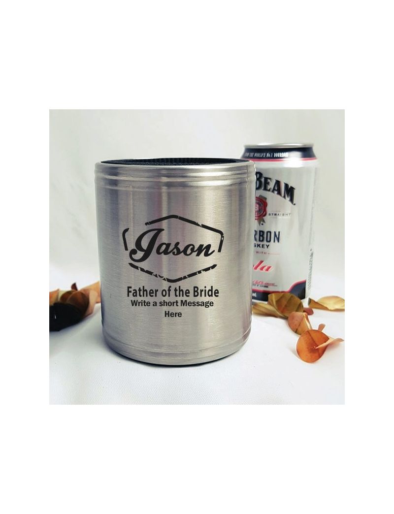 Father Of The Bride Engraved Silver Can Cooler Personalised