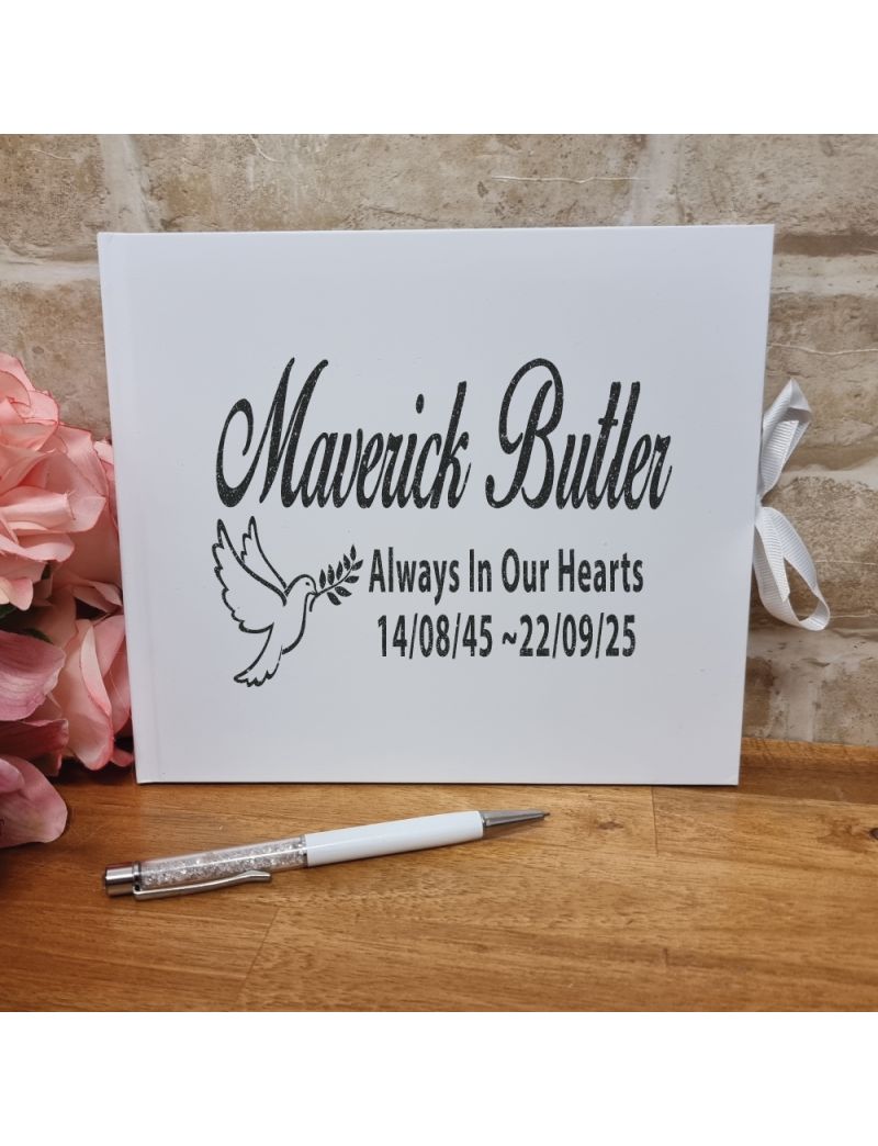 Personalised Memorial Guest Book & Pen