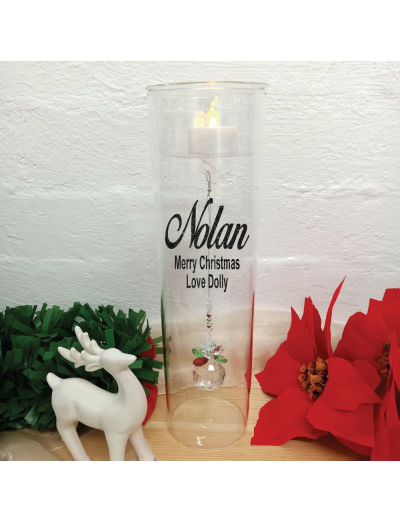 Christmas Candle Holder with Crystal Sphere