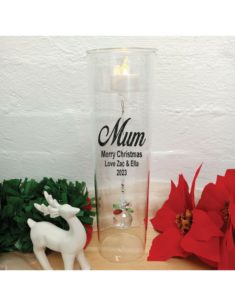 Mum Christmas Candle Holder with Crystal Sphere