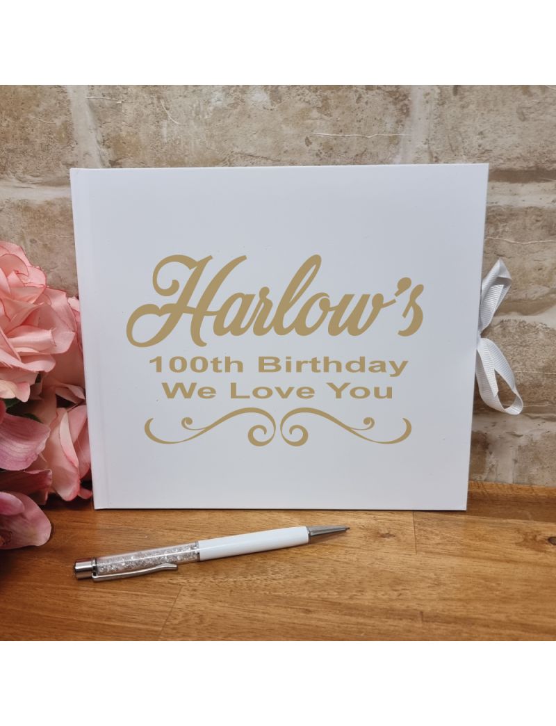 Personalised 100th Birthday Guest Book & Pen