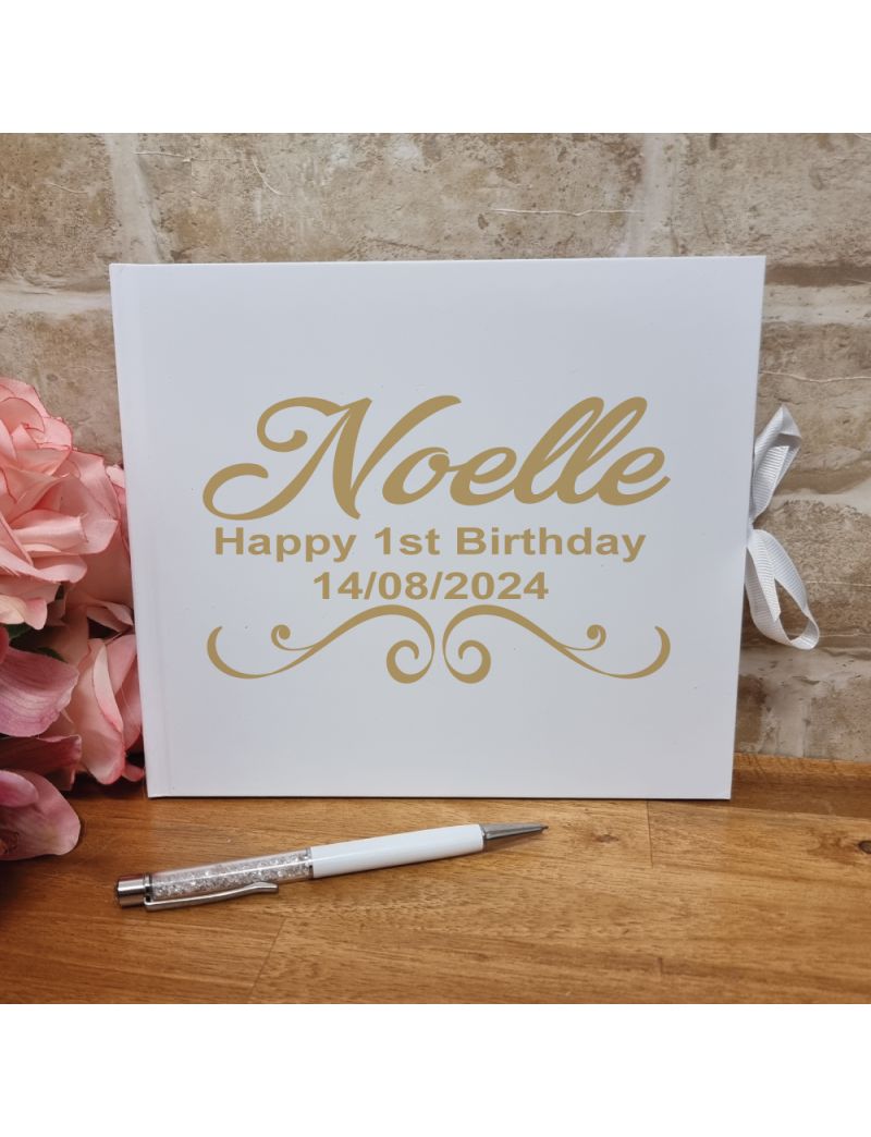 Personalised 1st Birthday Guest Book & Pen