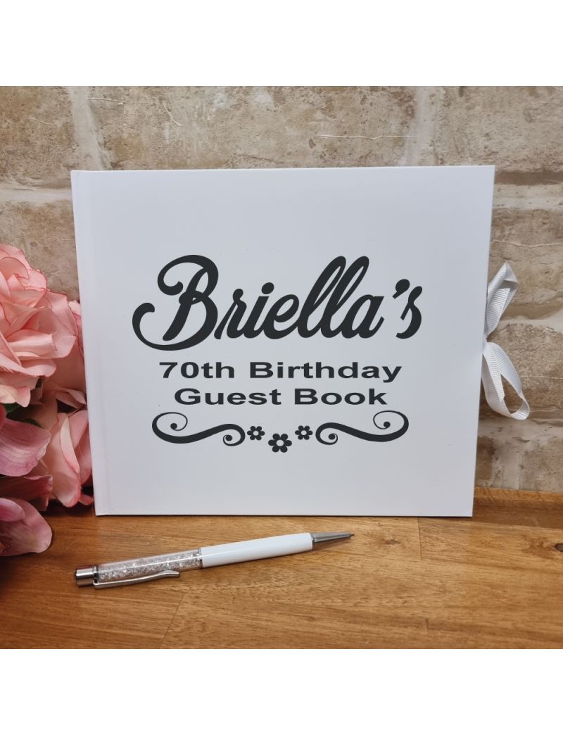 Personalised 70th Birthday Guest Book & Pen