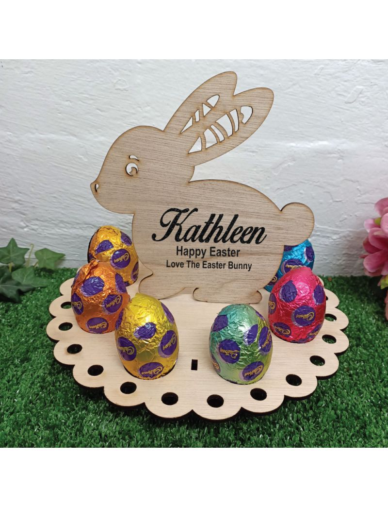 Personalised Easter Rabbit Wooden Egg Holder (8)