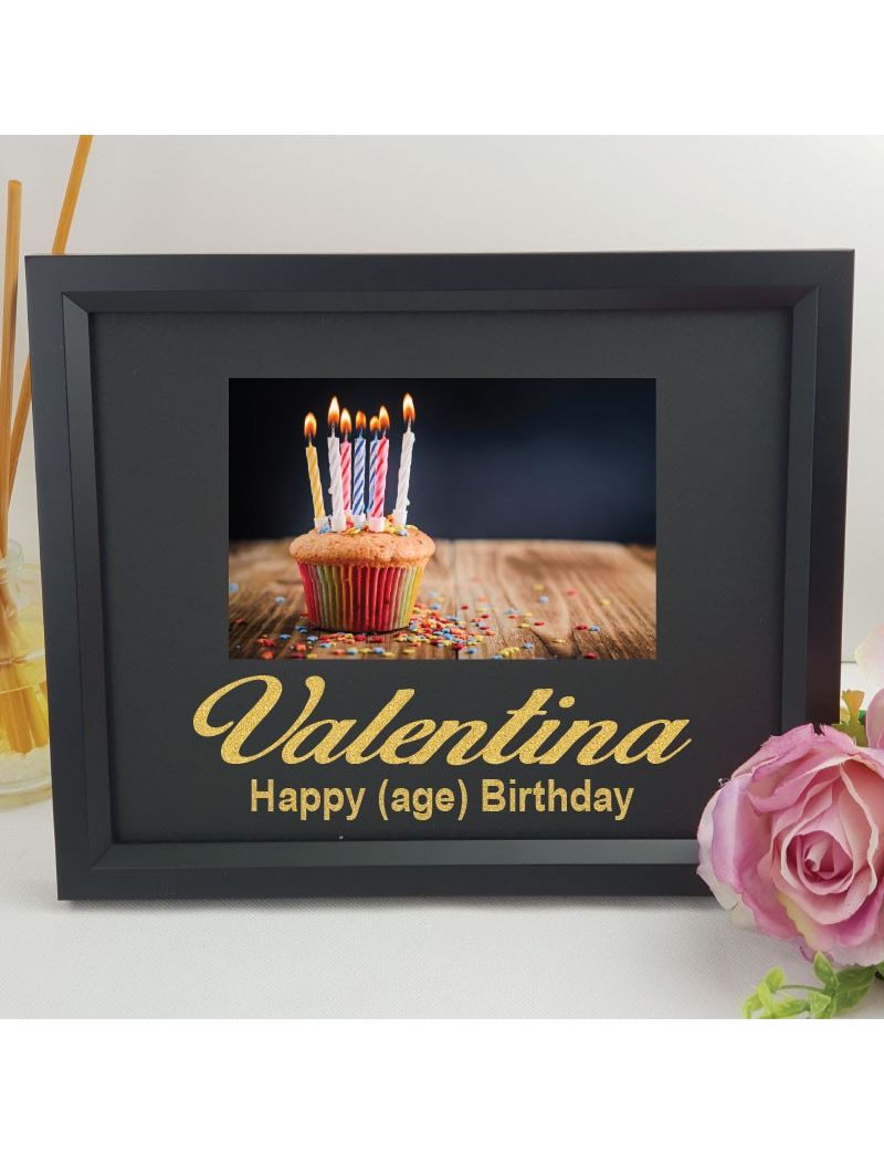 Birthday Personalised Frame 4x6 Glitter Black