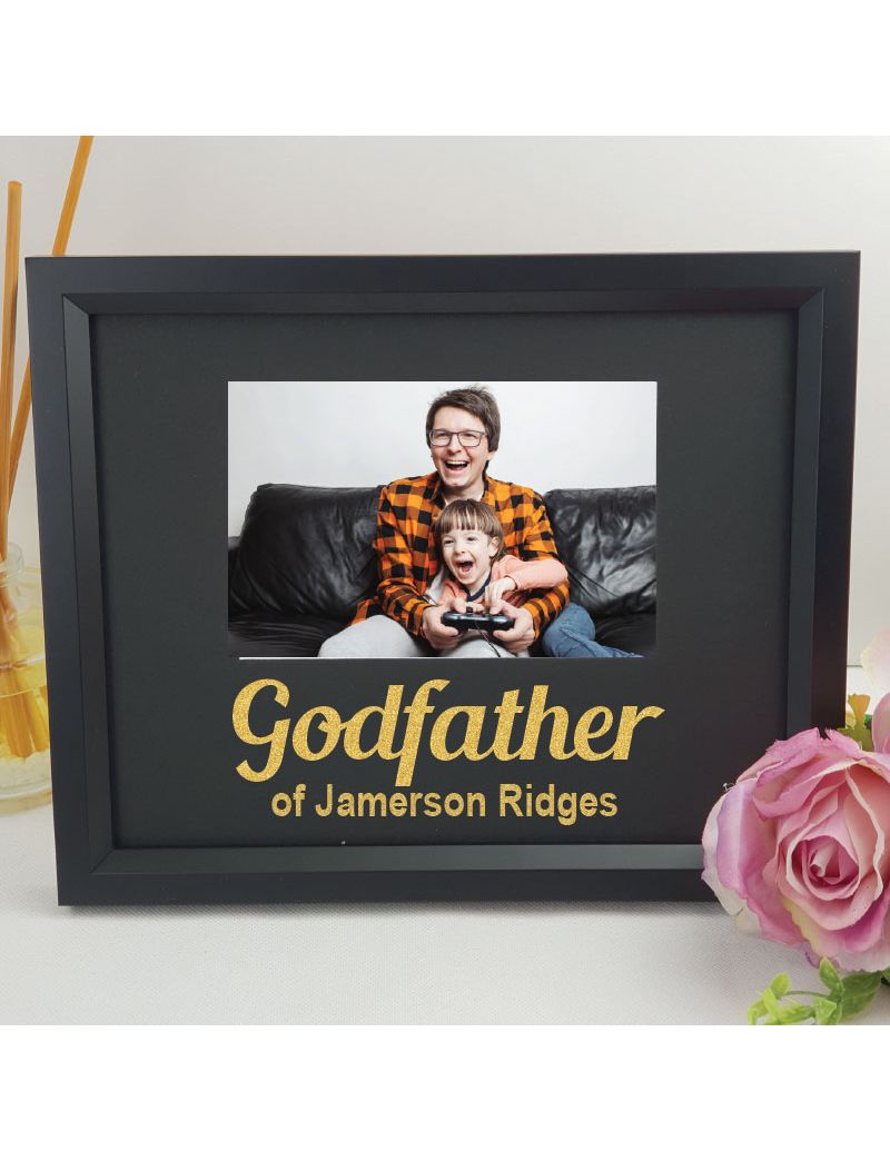 Godfather Personalised Photo Frame 4x6 Glitter - Black 