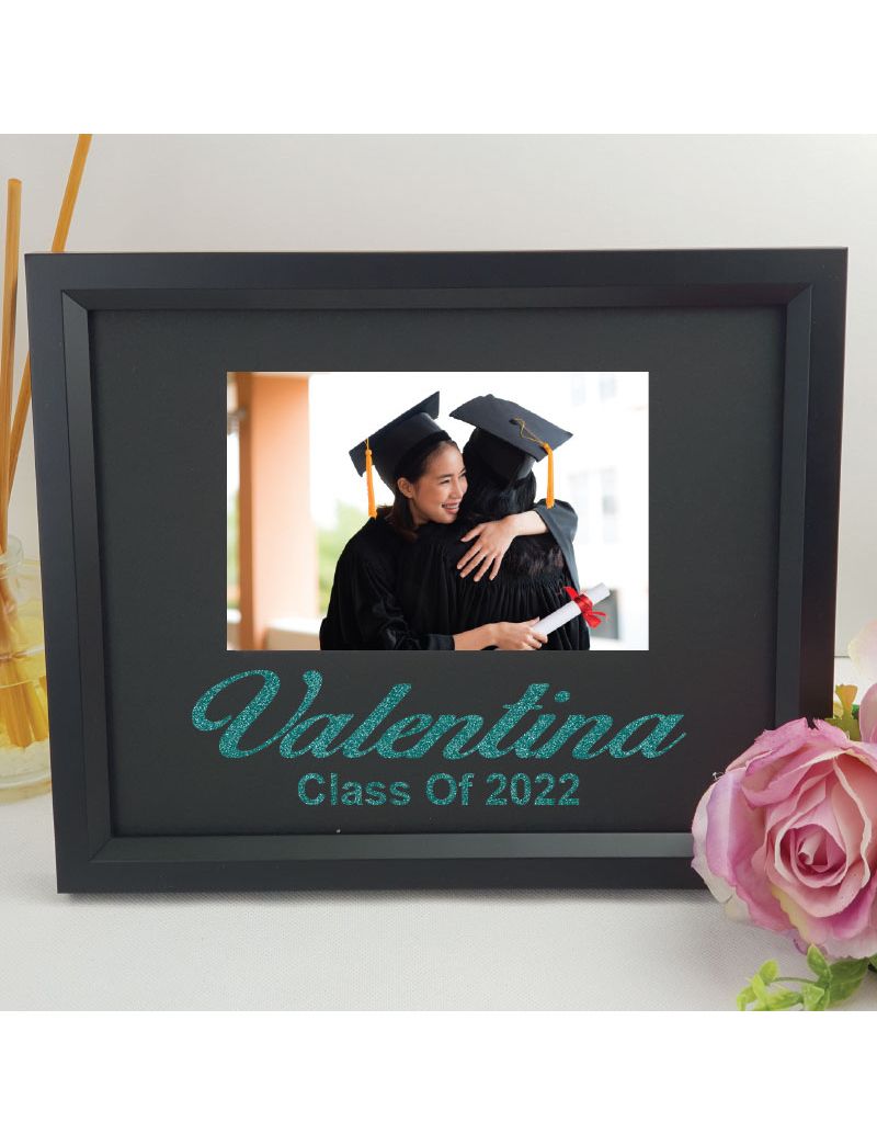 Graduation Personalised Photo Frame 4x6 Glitter Black