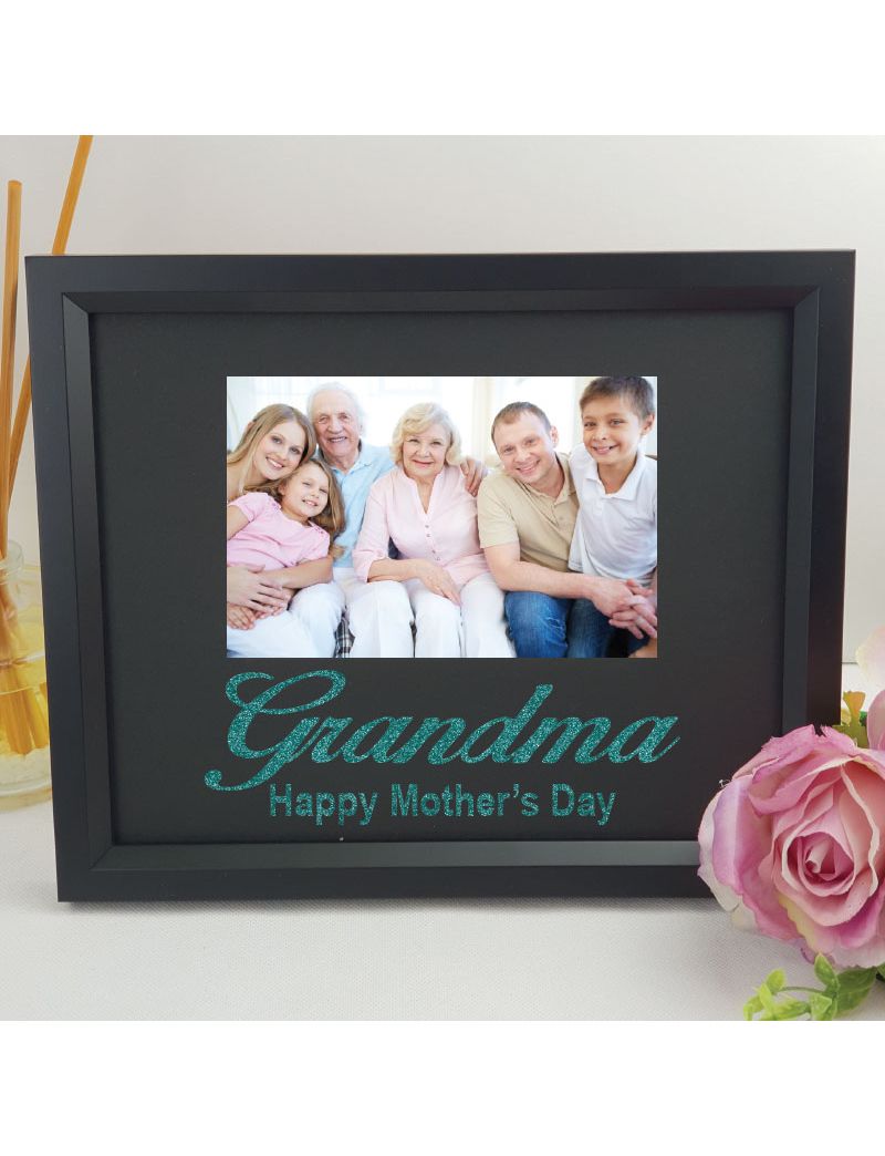 Personalised Grandma Glitter Photo Frame - Black