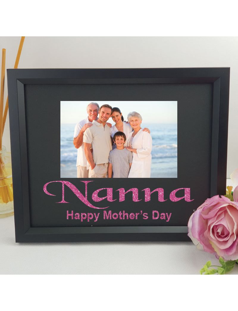 Personalised Nan Glitter Photo Frame - Black